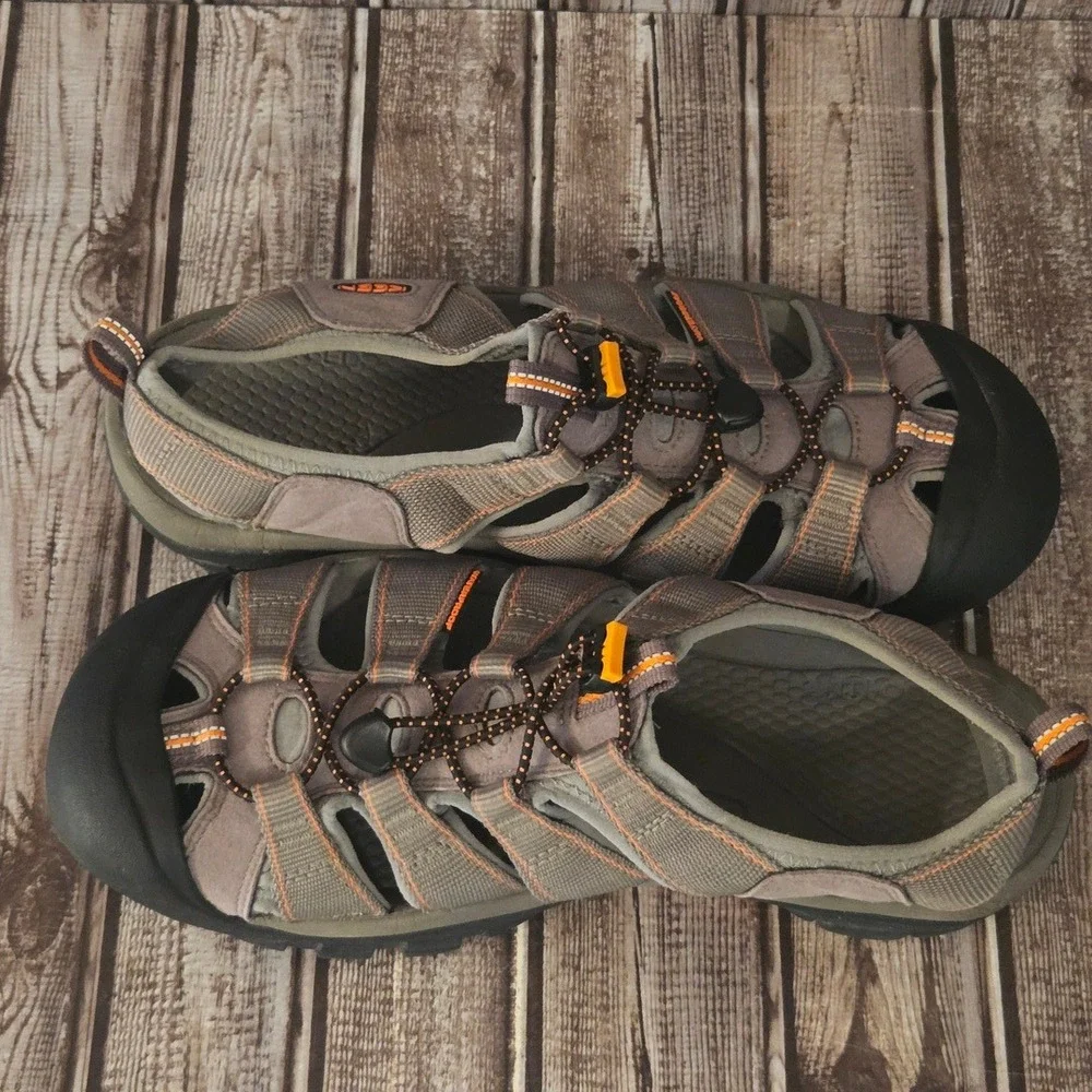 11.5 Mens Keen Newport H2 Grey Orange Waterproof Hiking Sport Sandals VGUC!